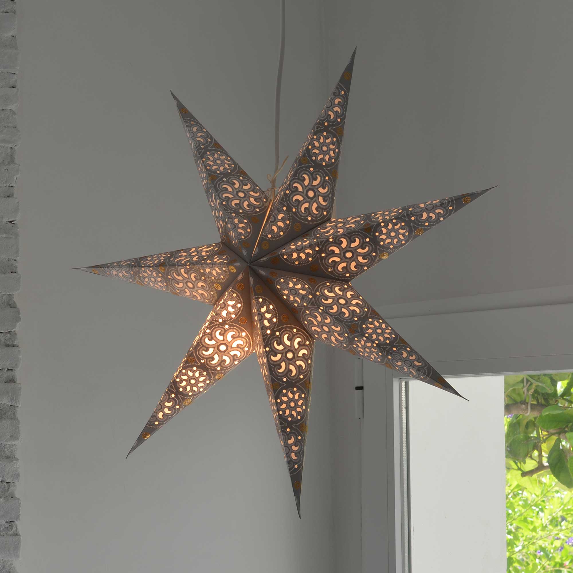 Cyclone Whirl Star Paper Lamp Grey