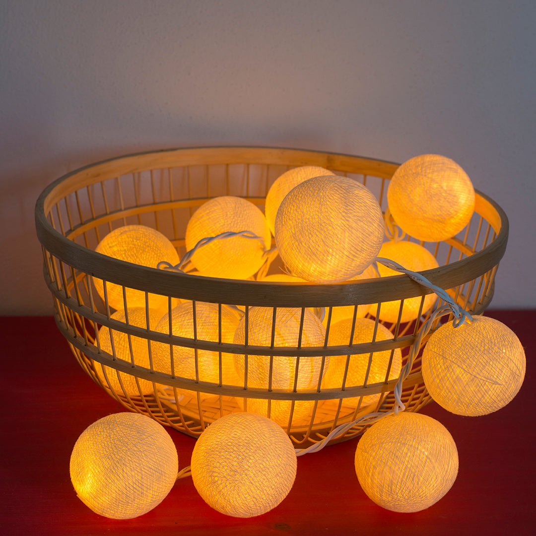 Cotton Ball String Lights Cream