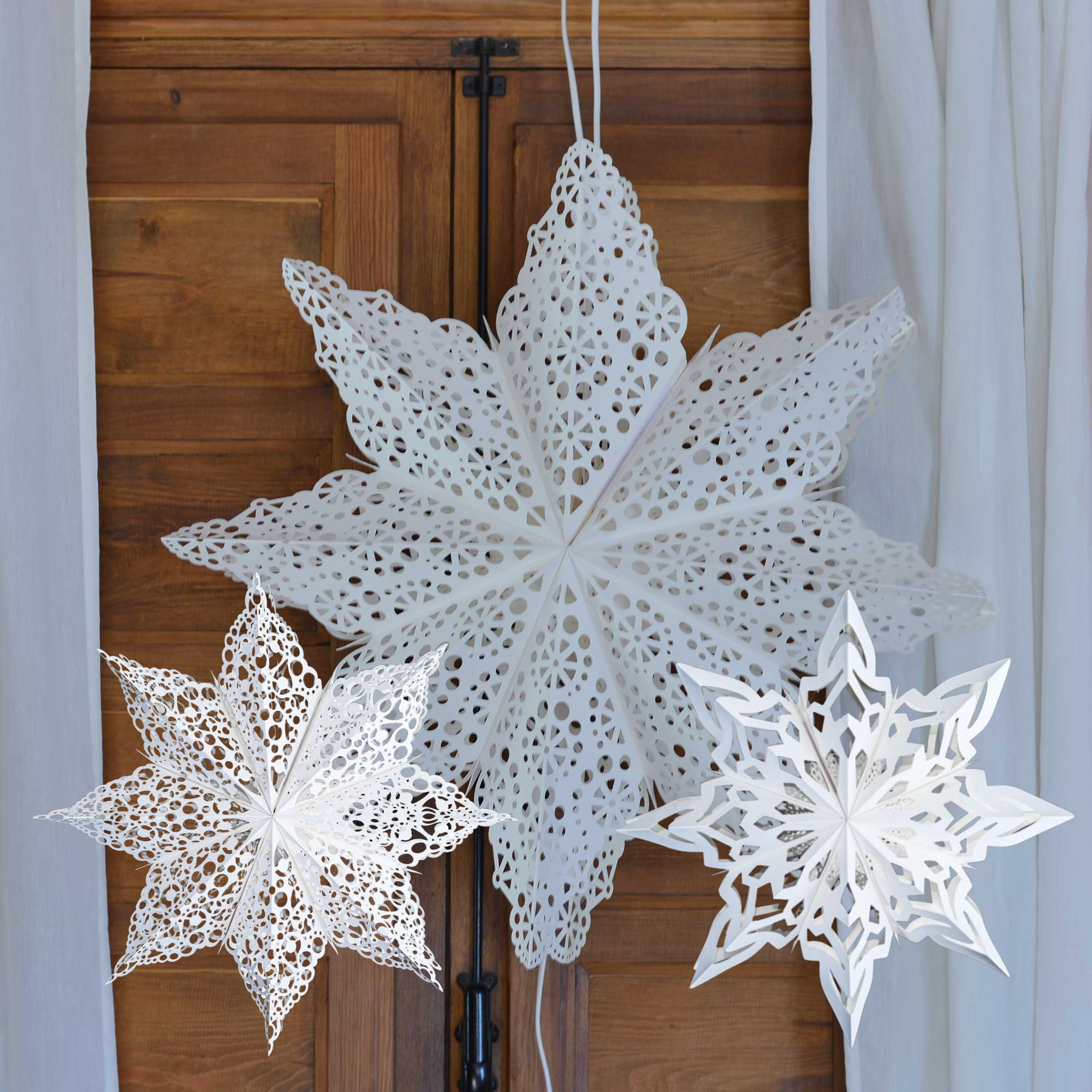 3x Snowflake Paper Lamps Bundle