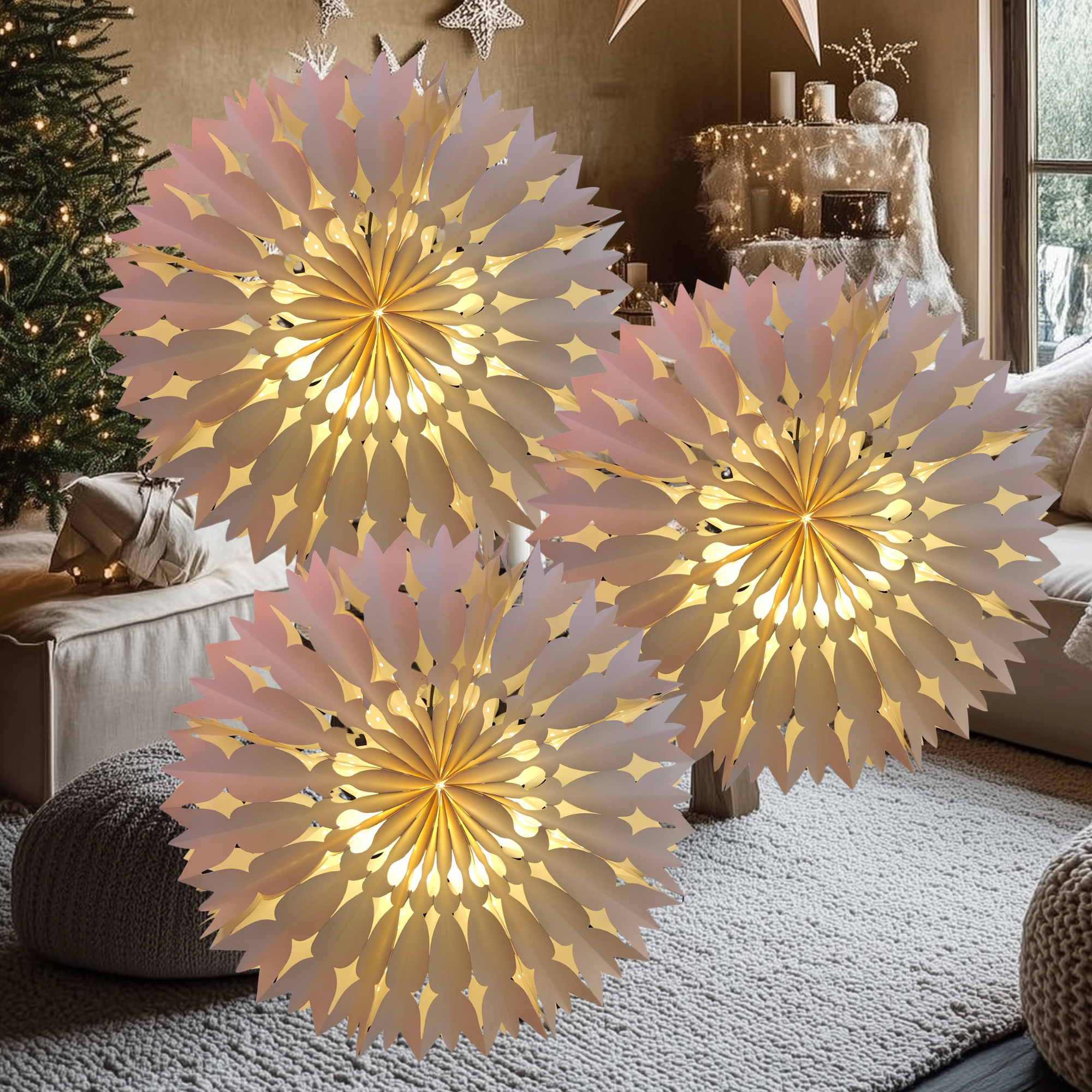 3x Sun Wheel Paper Lamps Bundle