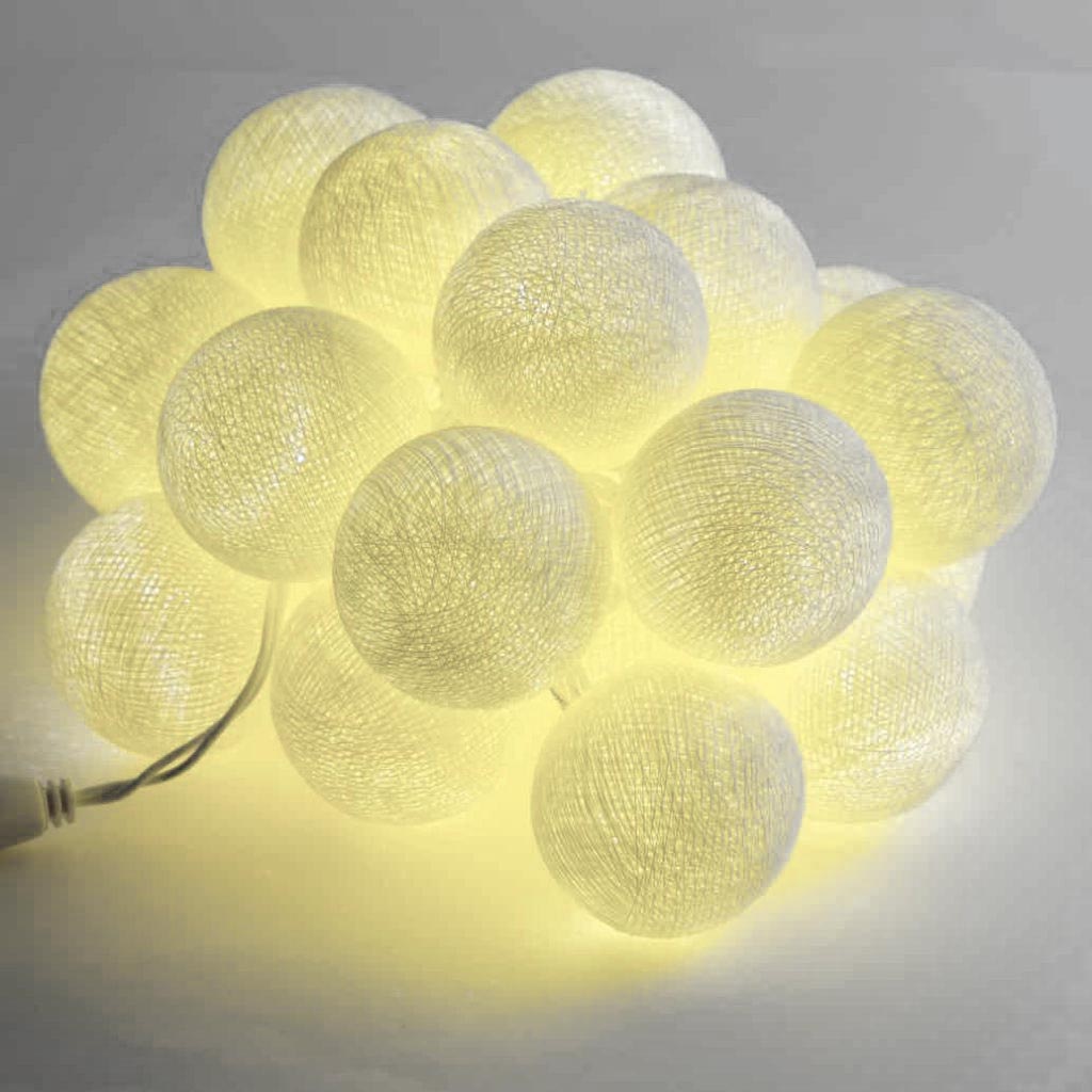 Cotton Ball String Lights Cream