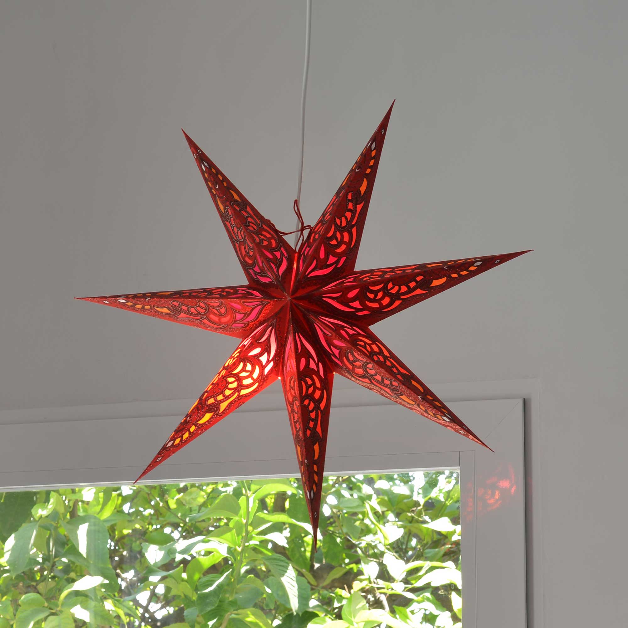 Krishna Star Paper Lamp Red