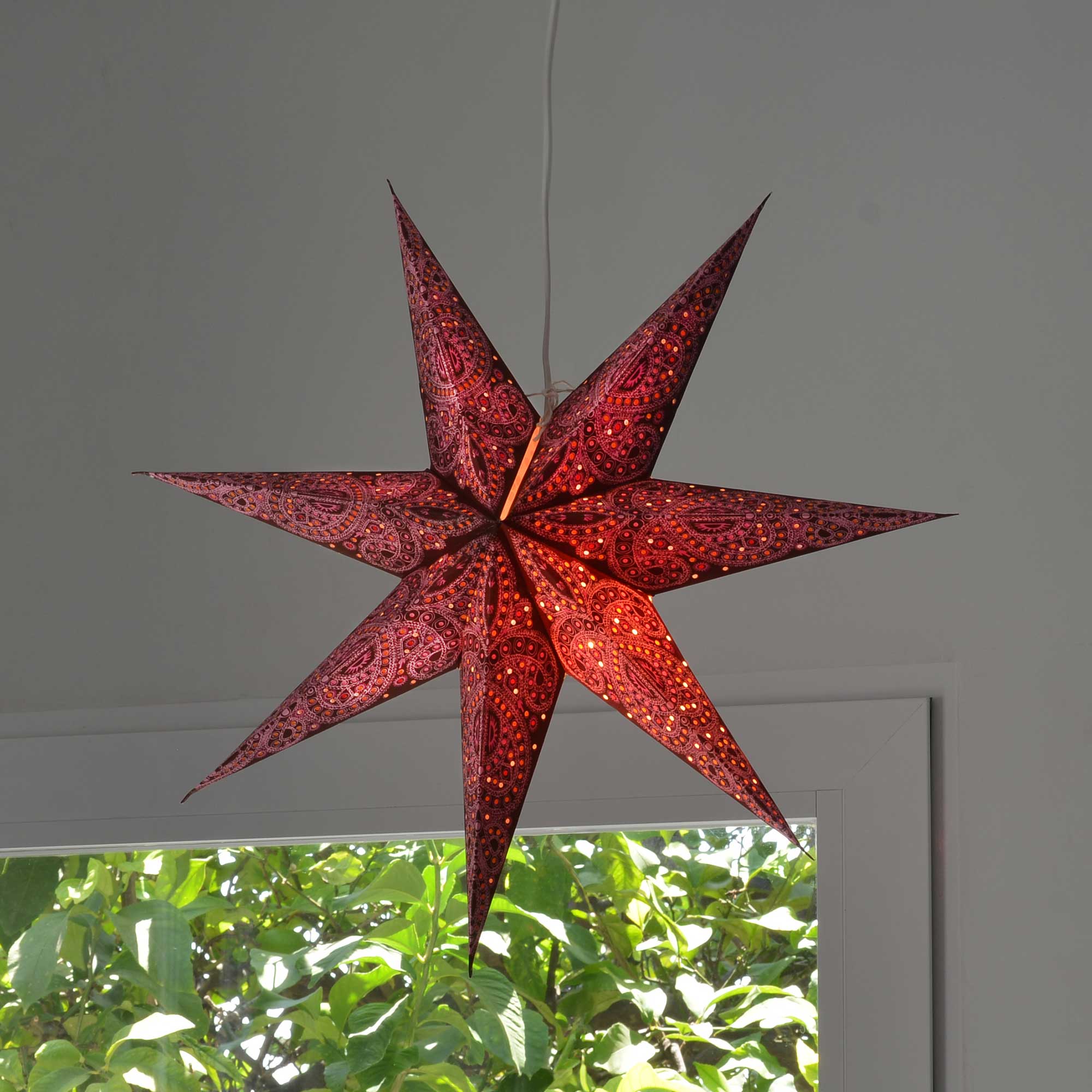 Paris Star Paper Lamp Red Pink